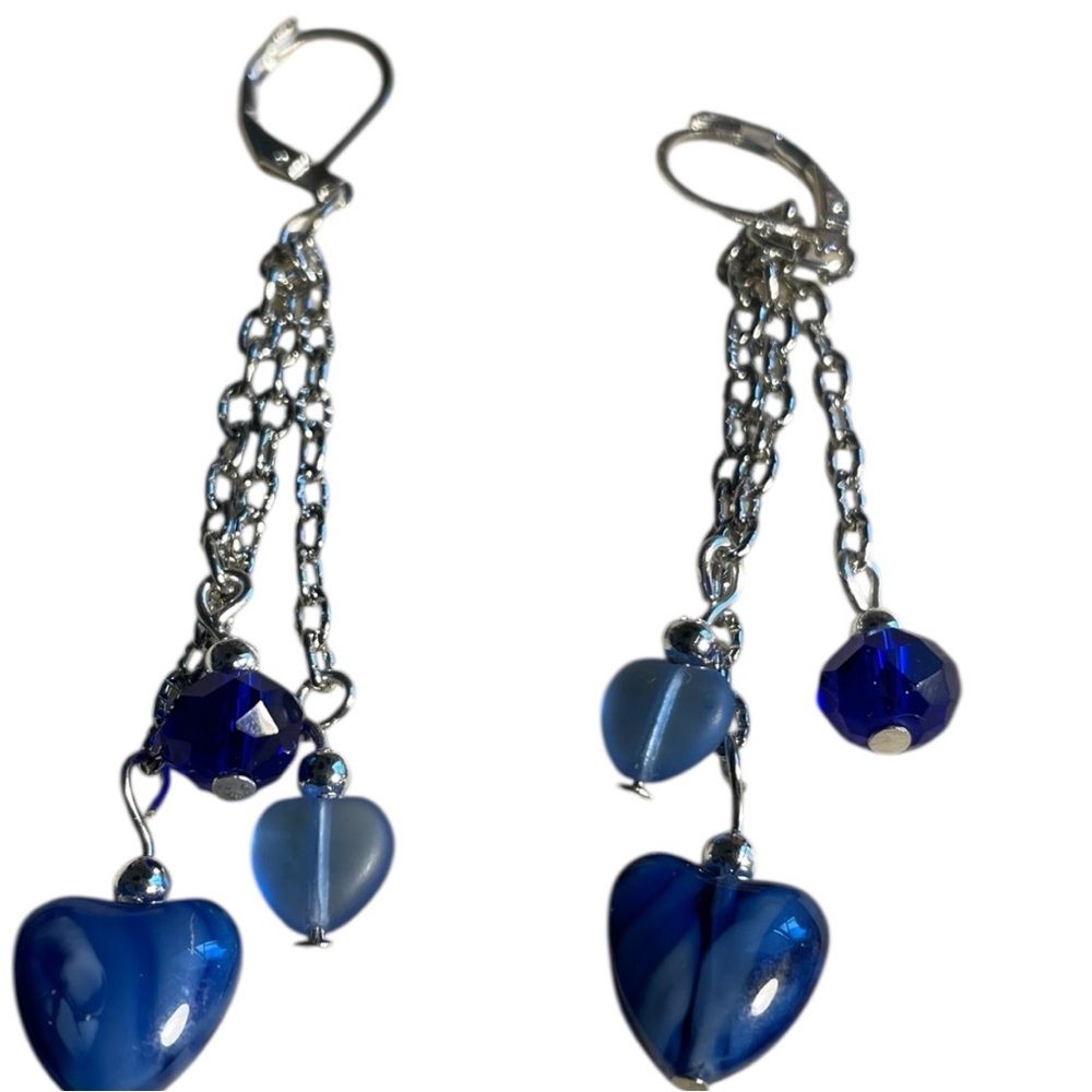 ✔️✔️ Blue Heart Drop Earrings